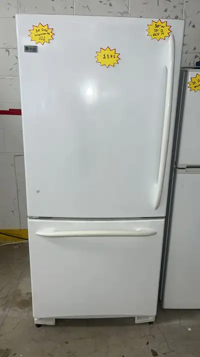 GE Bottom Freezer Refrigerator 30” Wide 30 Days Warranty, View more