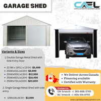 Double and Single GARAGE METAL SHED with side entry