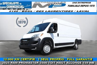 2025 Ram ProMaster Cargo Van A QUI LA CHANCE / SEULEMENT / 12.000 KM CEERTIFIÉ / 1 SEUL PRORPIO / PL...