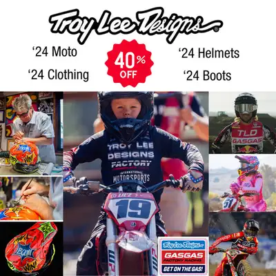 40% OFF TROY LEE DESIGNS GEAR Gear up and save big on Troy Lee Designs motocross and off-road gear a...