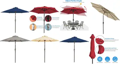 Brand New MMW Outdoor Patio Umbrella Dual-Vented $49 to $299, View more