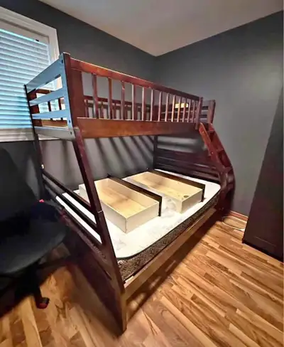 Modern Wooden Bunk Bed with Ladder, View more