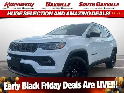 2025 JEEP COMPASS ALTITUDE 4X4 Bright White Exterior Black Leather Interior 2L Turbo Engine w. Stop...