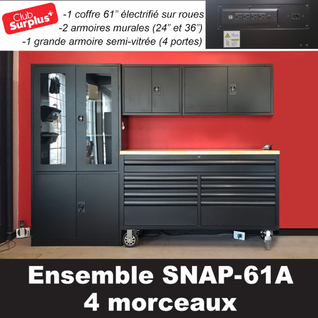 Ens. coffre-outil et armoires style "SNAP IN", 61A, 4morceaux dans Commodes et armoires  à Drummondville