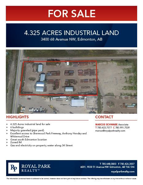 4.325 ACRES INDUSTRIAL LAND in Land for Sale in Edmonton