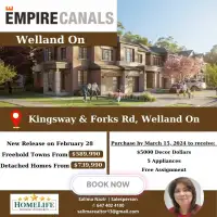 TOWN HOMES STARTING FROM 500S AND DEATCHED FROM 700S. IN WELLAND