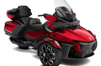 NEW 2024 Can-Am RT in marsala metallic/platinum. This 2-up touring model features the Rotax 1330 ACE...