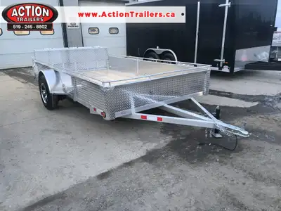 ACTION SERIES 80" X 12' ALUMINUM UTILITY TRAILER WITH SOLID ALUMINUM SIDES AND TOP TIE DOWN RAIL ( C...