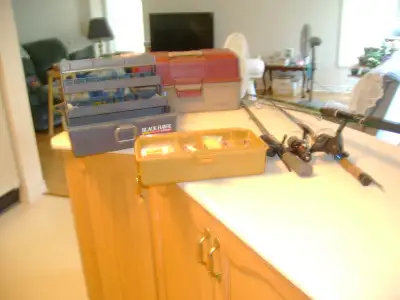 Selling a rod and reel and a fishing tackle box with lures and other gear. Asking $40. for the packa...