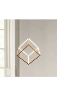 Leniure Modern Gold Cubic LED Chandelier Lighting Fixture 12"