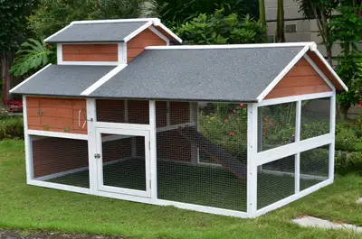 NEW CHICKEN COOP WOODEN HOUSE RUN & NESTING BOX 10P788 SALE $399.95 High quality cost effective Back...