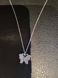 18KT White Gold Diamond Butterfly Pendant Necklace