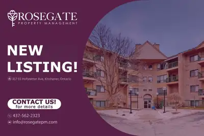 Spacious 3-Bedroom Condo with Parking & Stainless Steel Appliances – Kitchener Welcome to 317 – 15 H...