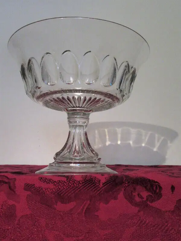 Large Pressed glass Compote, vintage collonial pattern63234861344387124