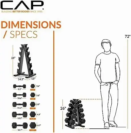 Rubber Hex Dumbbell Set + Rack - Huge Discount · Free Shipping in Exercise Equipment in City of Halifax - Image 5