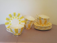 Vintage "Sunny California" Cappuccino Cup& Saucer, Set of 6,