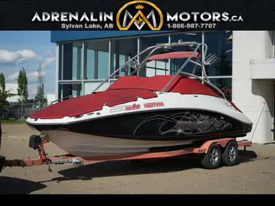 2009 SEA DOO WAKE 230, WAKE TOWER, BIMINI TOP, TOWER SPEAKERS, TANDEM TRAILER, WRAPAROUND COCKPIT SE...