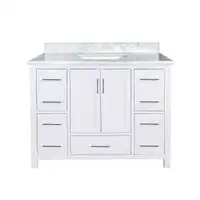 42" Mella White Bathroom Vanity w/ Carrera Marble Counter