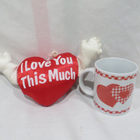 Ceramic 10 Oz Valentine Mug + Stuffy  Valentine Heart With Arms