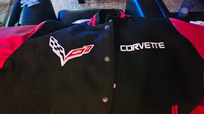 CORVETTE Custom Leather Wool Varsity Bomber Jacket MEDIUM Nice!, View more