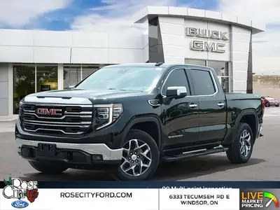This sleek 2022 GMC Sierra 1500 SLT Crew Cab boasts a powerful 5.3L V8 engine and a luxurious Jet Bl...