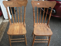Two Antique Burning Bush Pressback Chairs