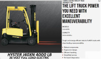 J40-XN HYSTER 4000 LB ELECTRIC FORKLIFT 2500 HRs LOADED OPTIONS