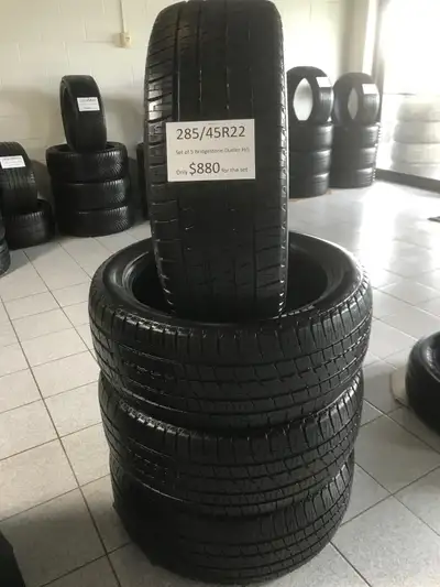 285/45R22 Set of 5 Bridgestone Duelers Yes, 5 tires Only $880 for the five (Cash talks) Many other s...