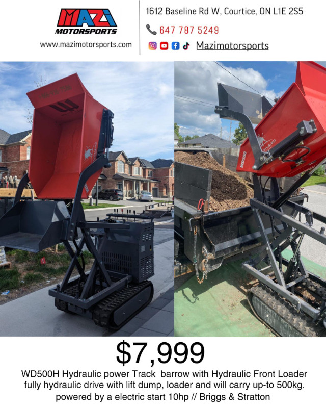 LANDWARD WD500hH 1100 lbs Fully Hydraulic TRACKED loader dumper in Other in City of Toronto - Image 2