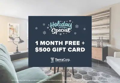 New Years Promotion: 1 month free on a 13 month lease + $500 gift card when you sign a lease by Janu...