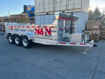 2026 7x16 Dump Trailer, 21,000 GVWR, tarp, Load Legs, Ramps, 12-ton lift cylinder, 12 hydraulic fron...