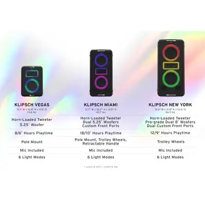 Klipsch MIAMI Music City Party Series Rechargeable Speaker BLACK, View more