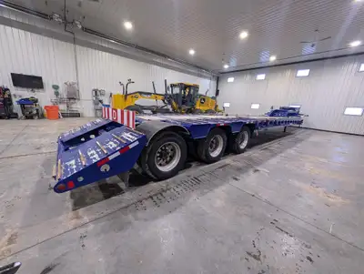 Like NEW! 2025 Doepker Single Drop Lowboy with Beaver Tails. lowbed 55 Ton tridem KMS: 17,261 Flip N...