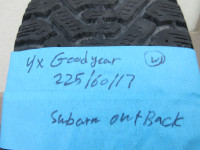 4 tires of Goodyear 225/60/17 winter tires w/rims off Subaru Out