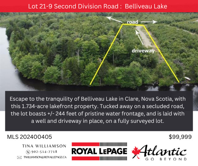 1.734 Ac. Vacant Land : Belliveau Lake : Lakefront : For Sale in Land for Sale in Yarmouth