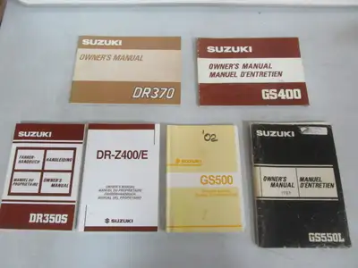 SUZUKI OWNER MANUALS 1990 DR350S 1978 DR370 2004 DR-Z400/E 1981 GS400 2002 GS500E (K2) 1984 GS550L 1...