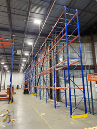 Used 24' tall x 42" deep pallet racking frames - Used 8' beams