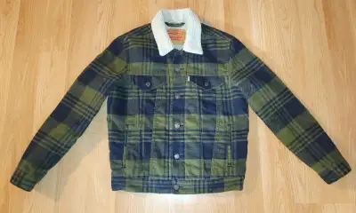 Levis sherpa plaid chore jacket / Bootlegger denim jacket, View more