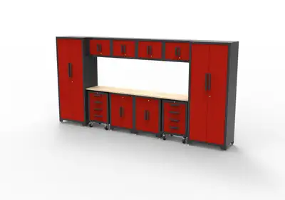 NEW 12 PCS GARAGE WORK BENCH TOOL BOX SET KN206222D Large garage interior with lots of storage space...