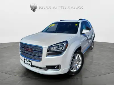 Introducing the 2016 GMC Acadia AWD Denali in a pristine white finish. This SUV boasts an all-wheel...