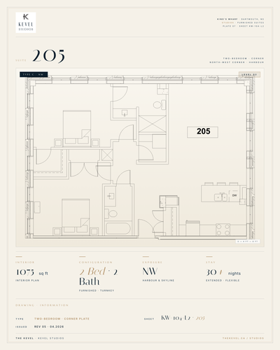 2 Bedroom Suite · 1075 sq ft Kevel Studios — Suite 205 Furnished, turnkey residence at 16 Kings Whar...