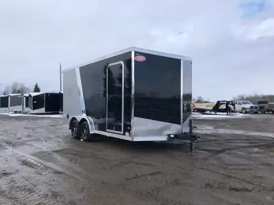 IRON SERIES 7.5' X 16' TANDEM AXLE CARGO TRAILER WITH REAR RAMP DOOR AND 12in. EXTRA HEIGHT UPGRADES...