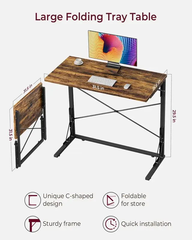 Vantic 80cm Folding Desk, Foldable TV Tray... BNIB LOT# 344463234885395203122