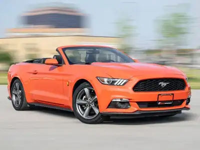 2016 Ford Mustang Convertible V6 Engine Competition Orange Exterior on two tone Black and Orange Int...
