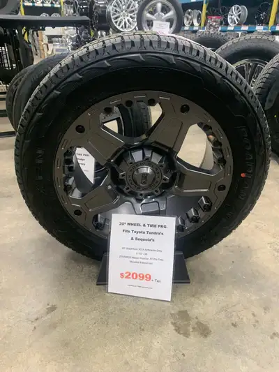 20" Aluminum Wheels with 275/55R20 Tires This all New Package Includes: 4 - 20" 5-150 Anthracite Gre...
