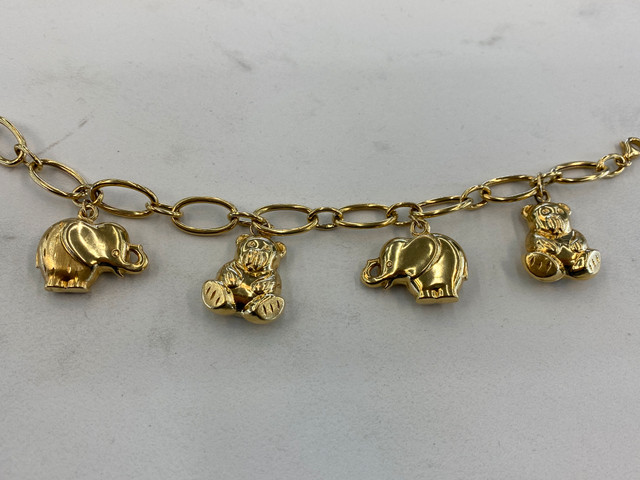 18K Gold Oversized Charm Bracelet w/Bear & Elephant Charms in Jewellery & Watches in City of Toronto - Image 2
