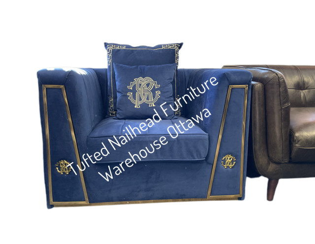 Highend Living Room 3Pc Set Royal Blue & Gold  Starting at $949 in Multi-item in Ottawa - Image 2