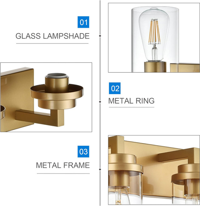 Gold Vanity Lights for Bathroom 40 Inches Length 5Light in Electrical in Edmonton - Image 3