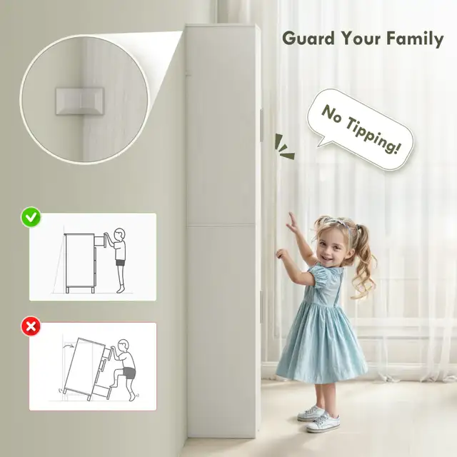 Tall Bathroom Cabinet, Slim Bathroom Floor Cabinet w/ 2 Doors an in Home Décor & Accents in City of Toronto - Image 5