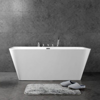 60" White Freestanding Acrylic Bathtub